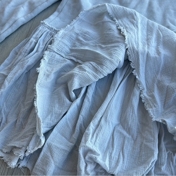 Free People Hooded Long Sleeve V-Neck Sweater - Light Blue - Large - Picture 5 of 10